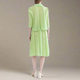 Pleated Set Top & Pull-On Skirt